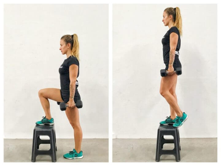 Step Ups Con Mancuernas Banco Ejercicios Con Step Y Mancuernas