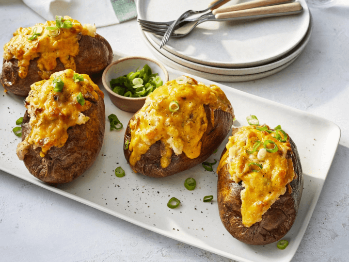 Receta de patata dulce con queso Cottage และ cheddar